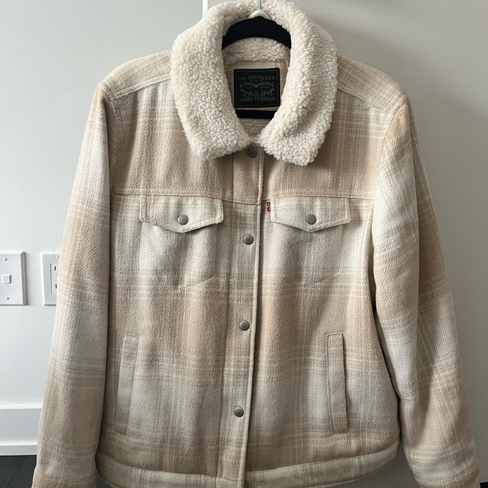 Levi's Cream Sherpa Lined Jacket XL